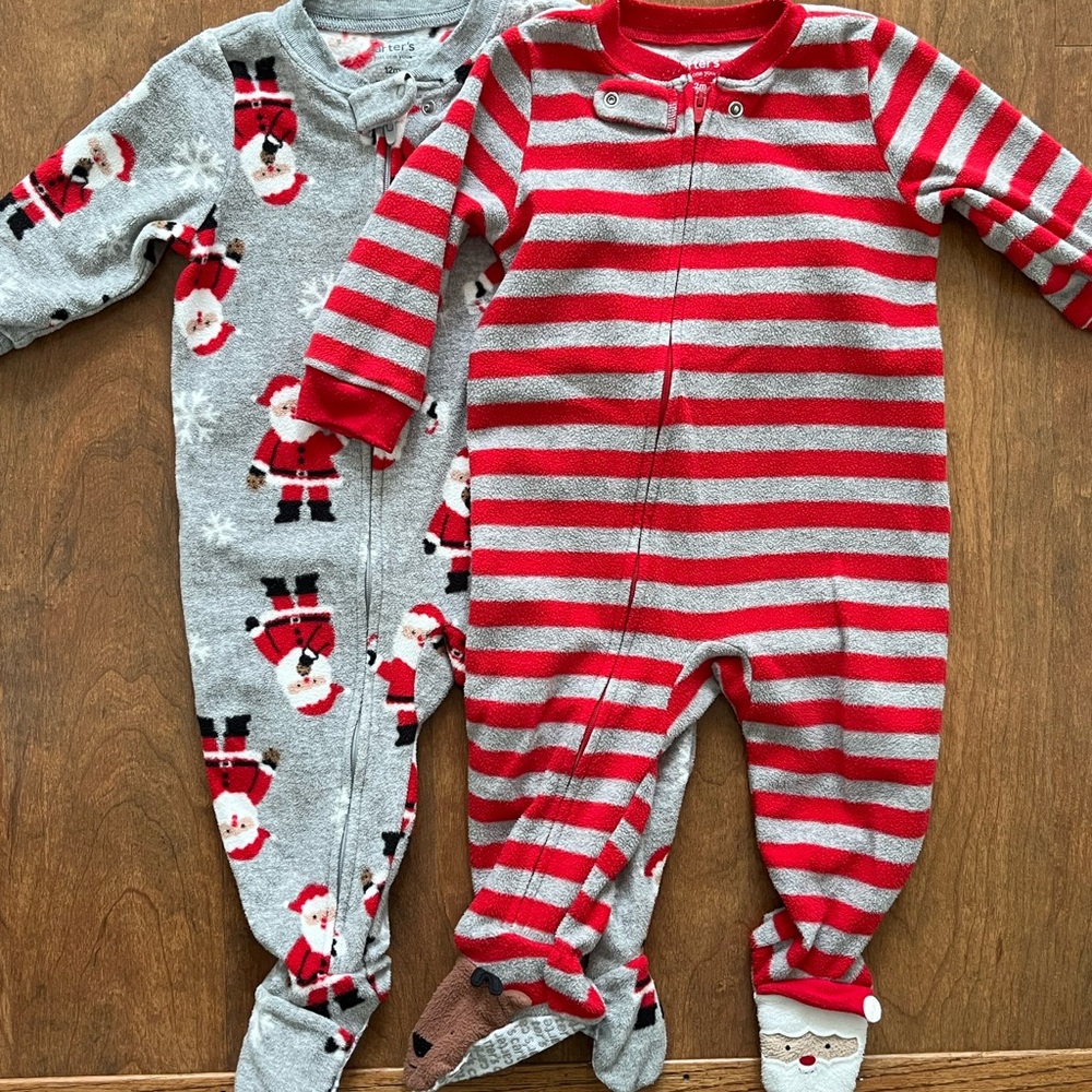 Santa and Striped Kids One Pieces
